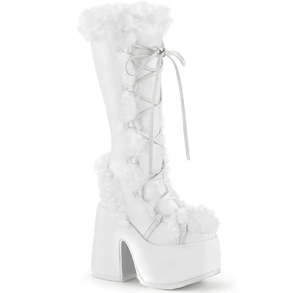 DemoniaCult Frauenstiefel CAMEL-311 WHT Veganer Leder