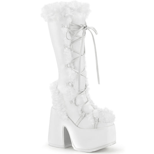 DemoniaCult Frauenstiefel CAMEL-311 WHT Veganer Leder