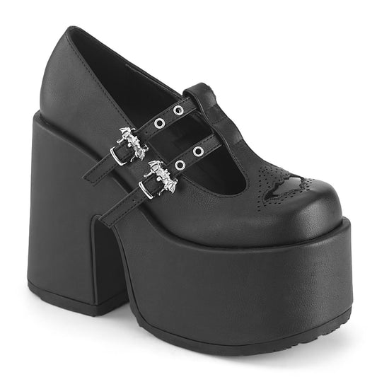 DemoniaCult  Pumps CAMEL-55 BLK Vegan Leder