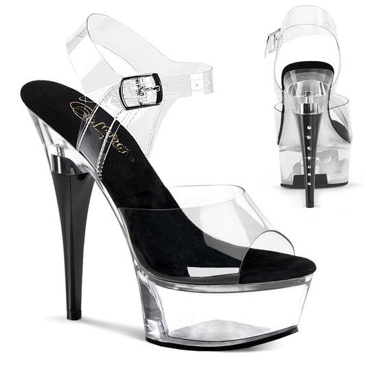 Pleaser Women's Platform Shoes CAPTIVA-608 Clr-Blk/Clr