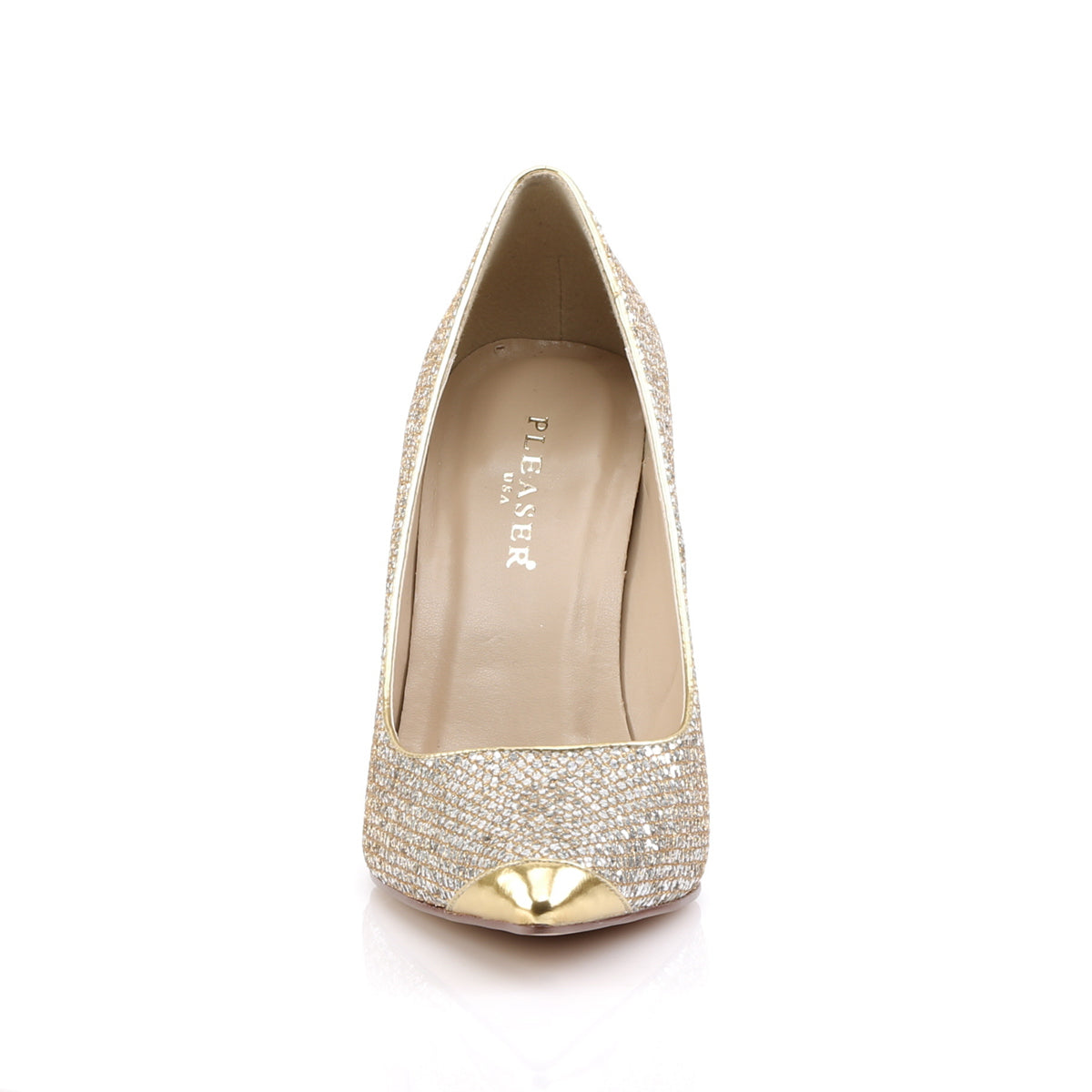 Pleaser Womens Pumps CLASSIQUE-20 Gold Glittery Lame Pu