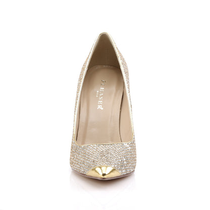 Pleaser Womens Pumps CLASSIQUE-20 Gold Glittery Lame Pu