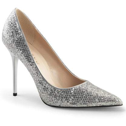 Pleaser Frauenpumpen CLASSIQUE-20 slv glittery lame stoff