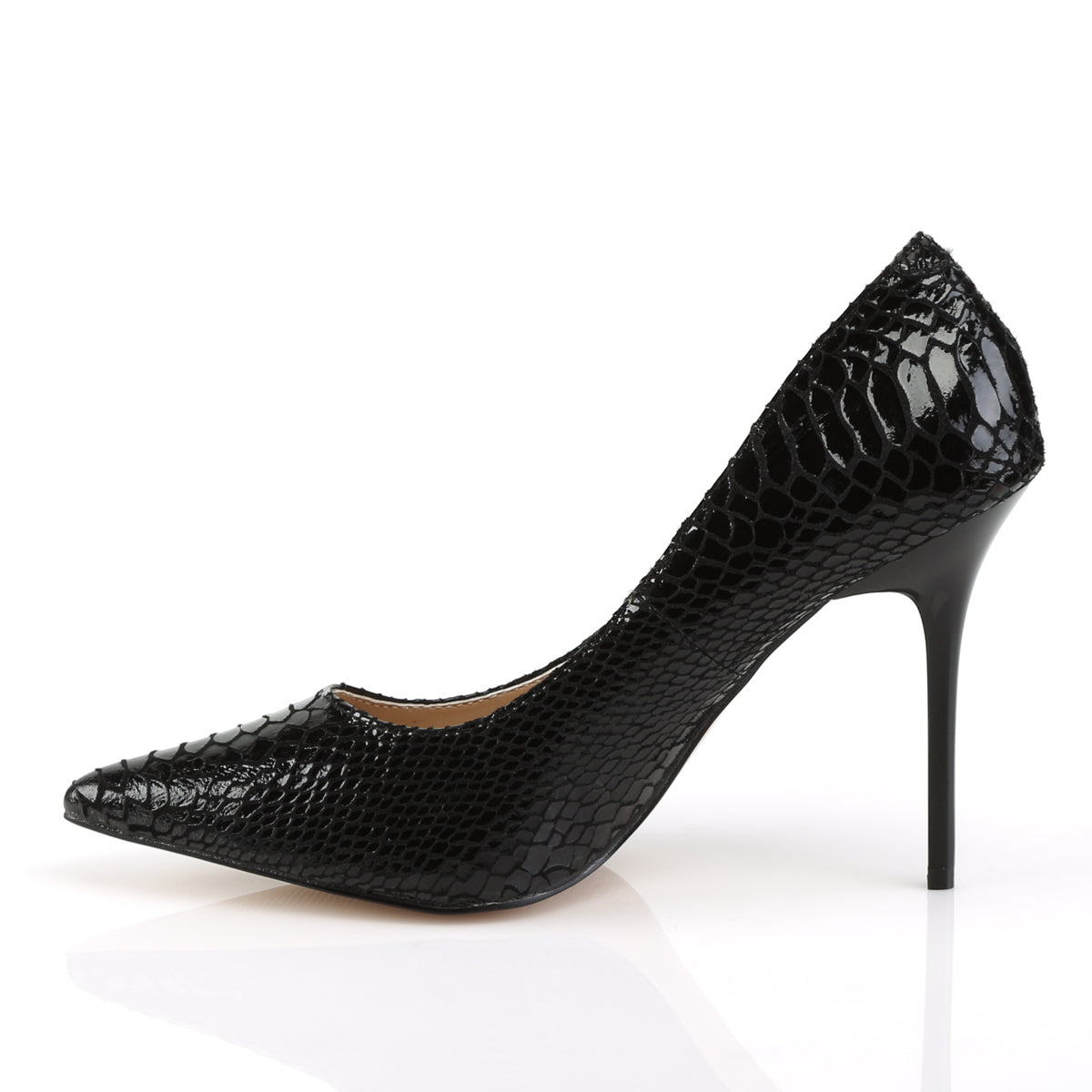 Pleaser Womens Pumps CLASSIQUE-20SP Blk Snake-Print Leather