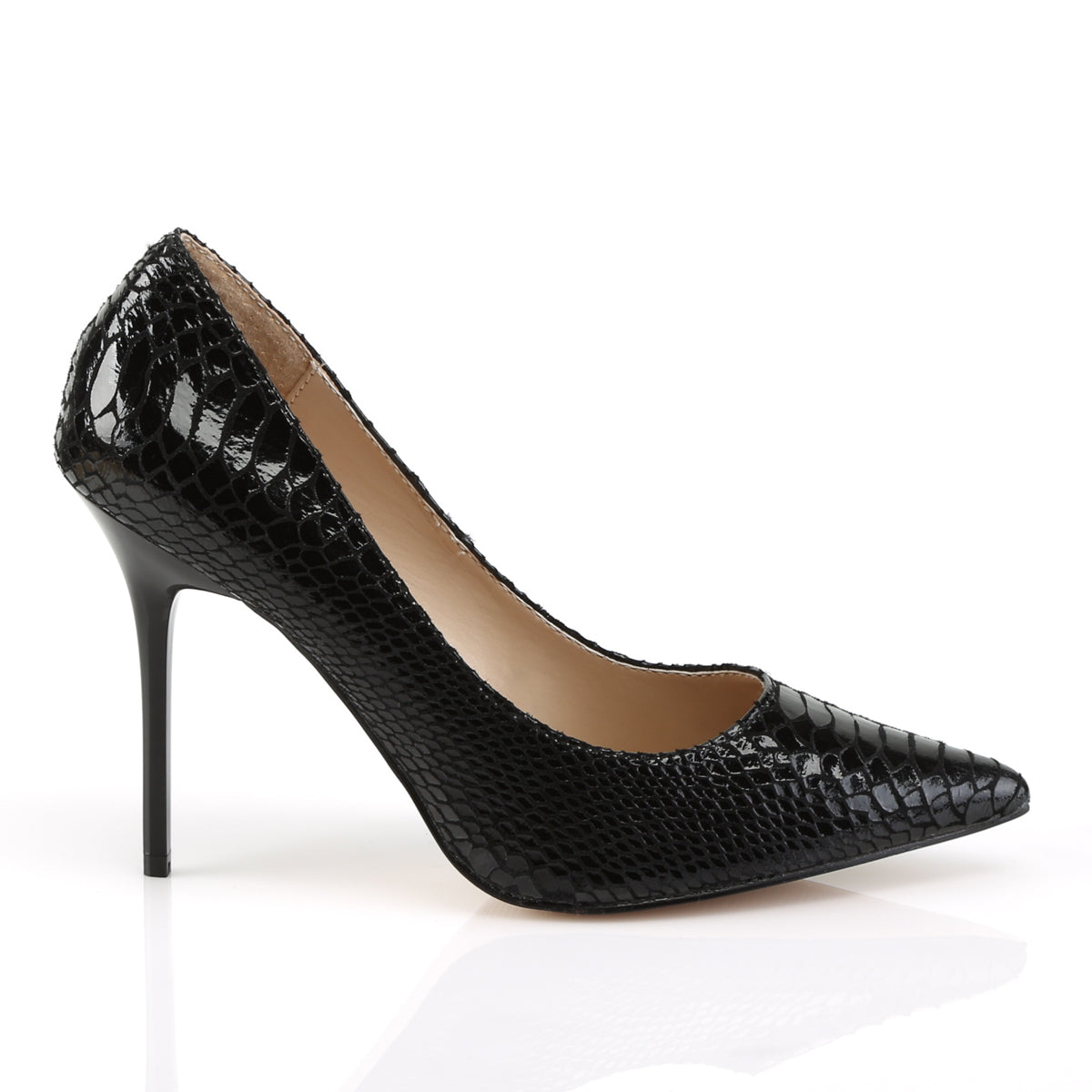 Pleaser Womens Pumps CLASSIQUE-20SP Blk Snake-Print Leather