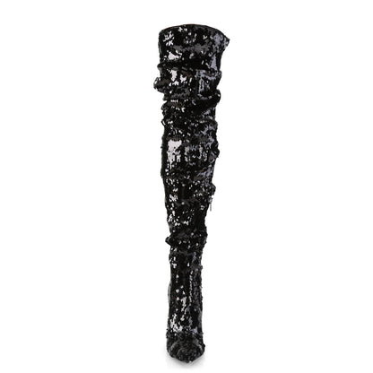 Pleaser Womens Boots. COURTLY-3011 BLK-Pailletten