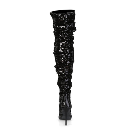 Pleaser Womens Boots. COURTLY-3011 BLK-Pailletten