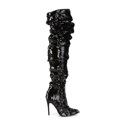 Pleaser Womens Boots. COURTLY-3011 BLK-Pailletten