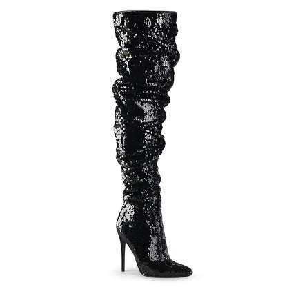 Pleaser Womens Boots. COURTLY-3011 BLK-Pailletten
