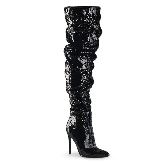 Pleaser Womens Boots. COURTLY-3011 BLK-Pailletten