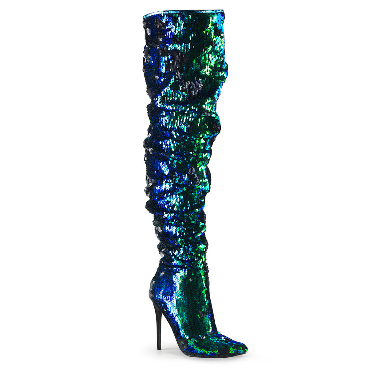 Pleaser Womens Boots COURTLY-3011 Green Iridescent Sequins