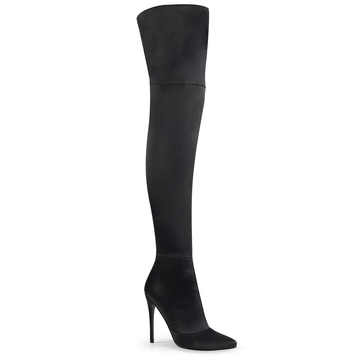 Pleaser Womens Boots. COURTLY-3012 BLK Stretch Satin