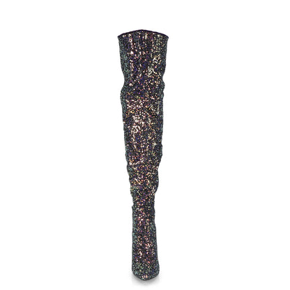 Pleaser Womens Boots. COURTLY-3015 BLK Multi Glitter