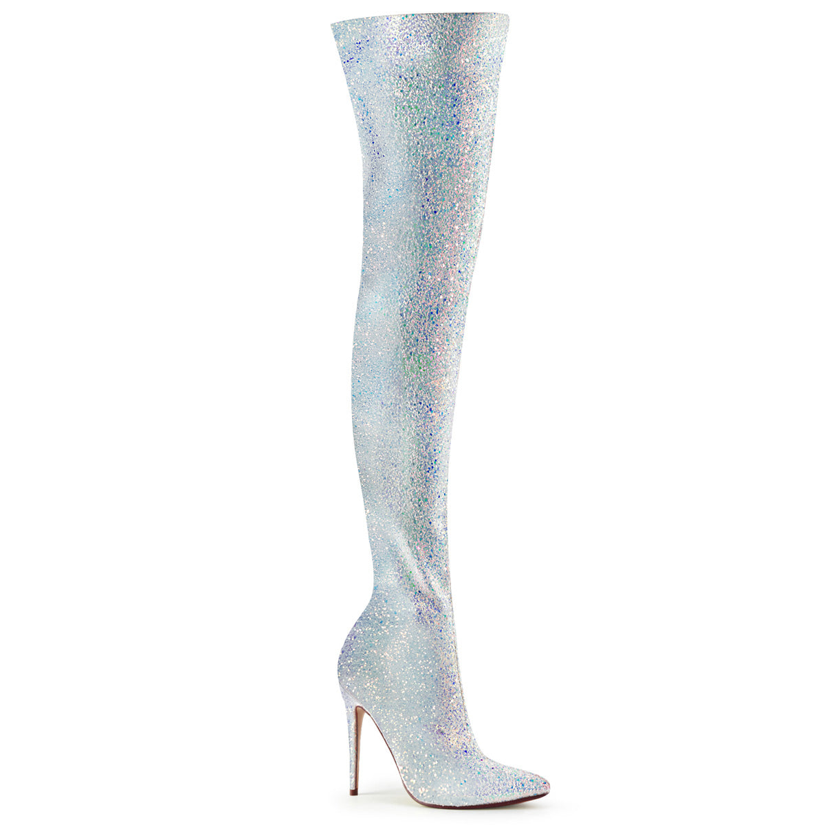 Pleaser Womens Boots. COURTLY-3015 WHT Multi Glitter