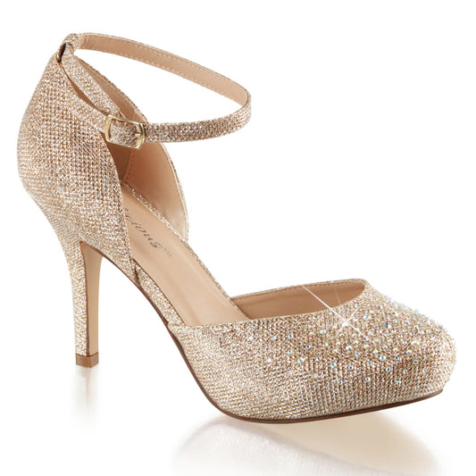 Fabulicious Damen Sandalen COVET-03 Nude Glitter Mesh Stoff