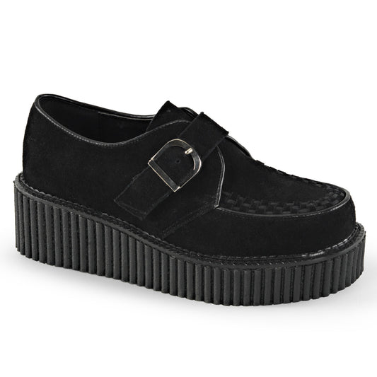 DemoniaCult Damen -Niederschuh CREEPER-118 BLK Vegan Wildleder
