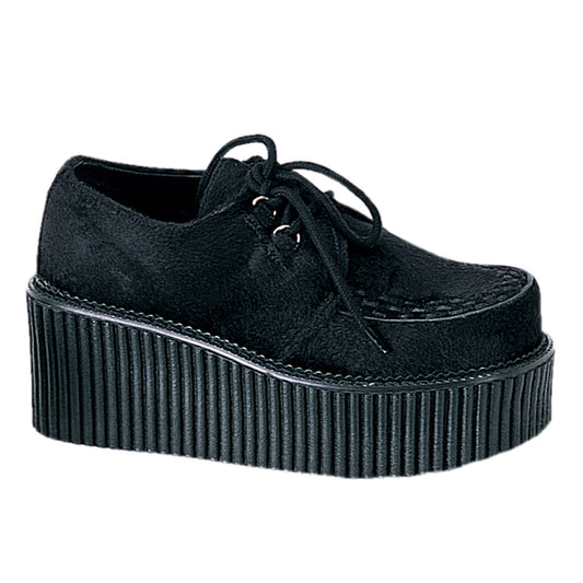 DemoniaCult Damen -Niederschuh CREEPER-202 BLK Fell