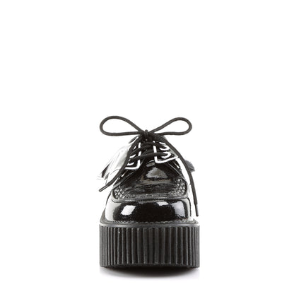 DemoniaCult Damen -Niederschuh CREEPER-205 BLK Glitter Vinyl