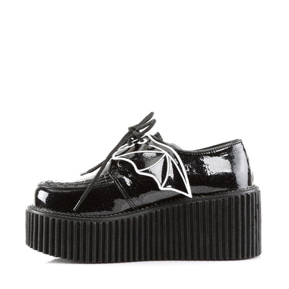DemoniaCult Damen -Niederschuh CREEPER-205 BLK Glitter Vinyl