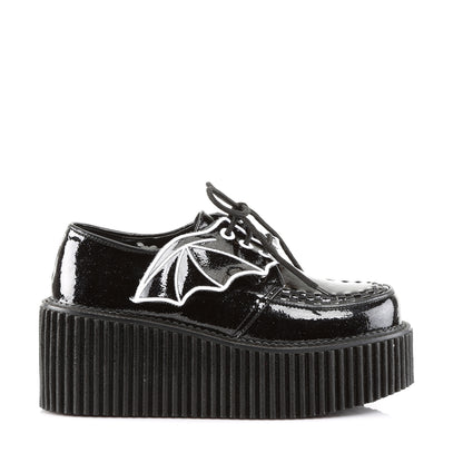 DemoniaCult Damen -Niederschuh CREEPER-205 BLK Glitter Vinyl