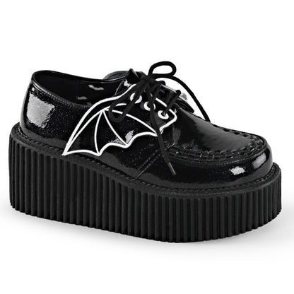 DemoniaCult Damen -Niederschuh CREEPER-205 BLK Glitter Vinyl