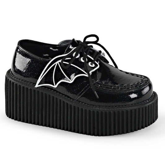 DemoniaCult Damen -Niederschuh CREEPER-205 BLK Glitter Vinyl