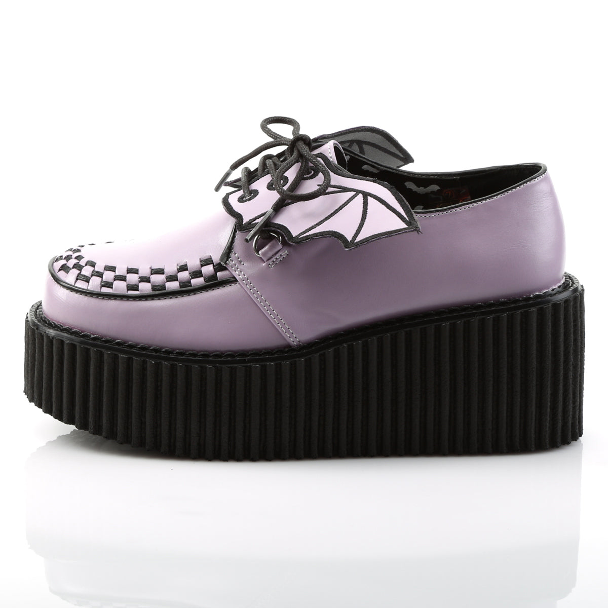 DemoniaCult Damen -Niederschuh CREEPER-205 Lavendel veganes Leder