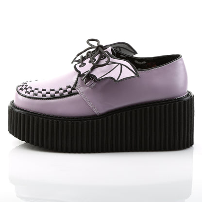 DemoniaCult Damen -Niederschuh CREEPER-205 Lavendel veganes Leder