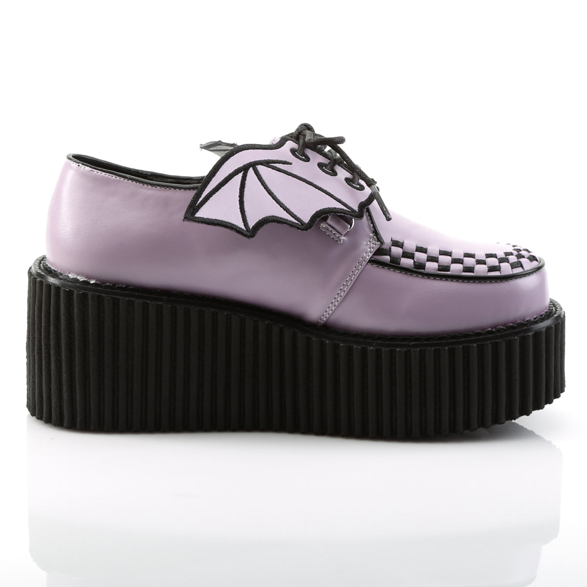 DemoniaCult Damen -Niederschuh CREEPER-205 Lavendel veganes Leder