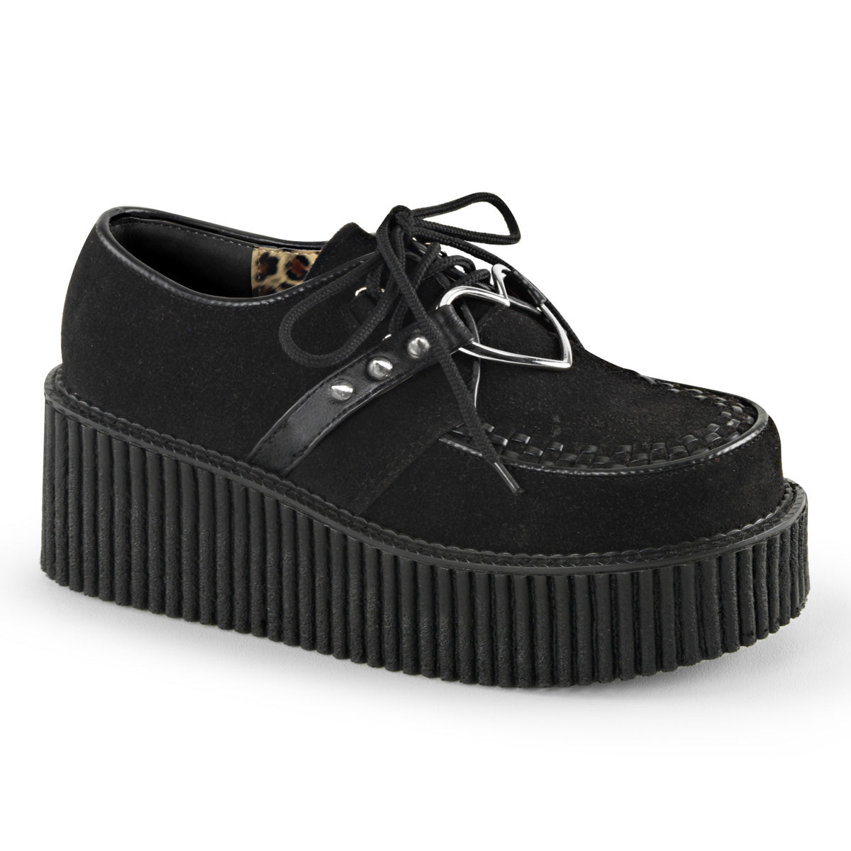 DemoniaCult Damen -Niederschuh CREEPER-206 BLK Vegan Wildleder-Vegan-Leder