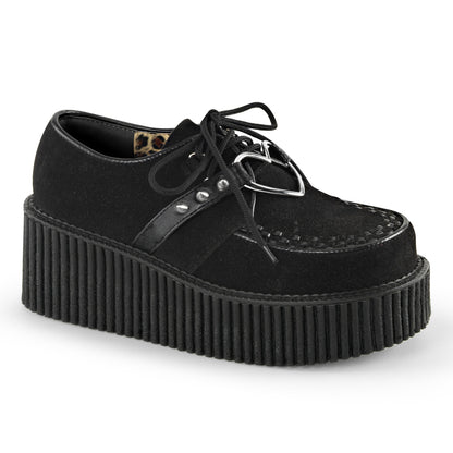 DemoniaCult Damen -Niederschuh CREEPER-206 BLK Vegan Wildleder-Vegan-Leder