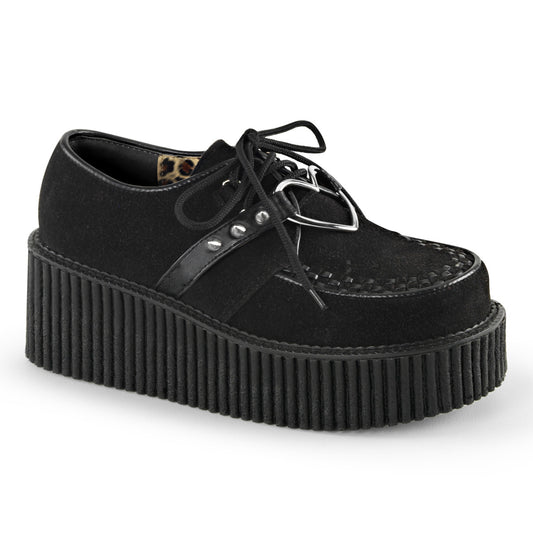 DemoniaCult Damen -Niederschuh CREEPER-206 BLK Vegan Wildleder-Vegan-Leder