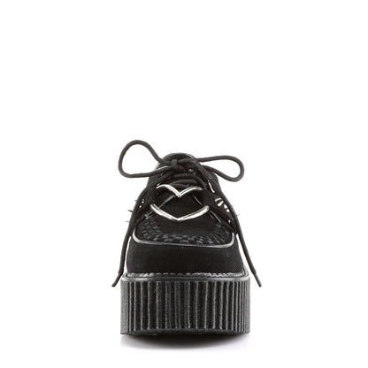 DemoniaCult Damen -Niederschuh CREEPER-206 BLK Vegan Wildleder-Vegan-Leder
