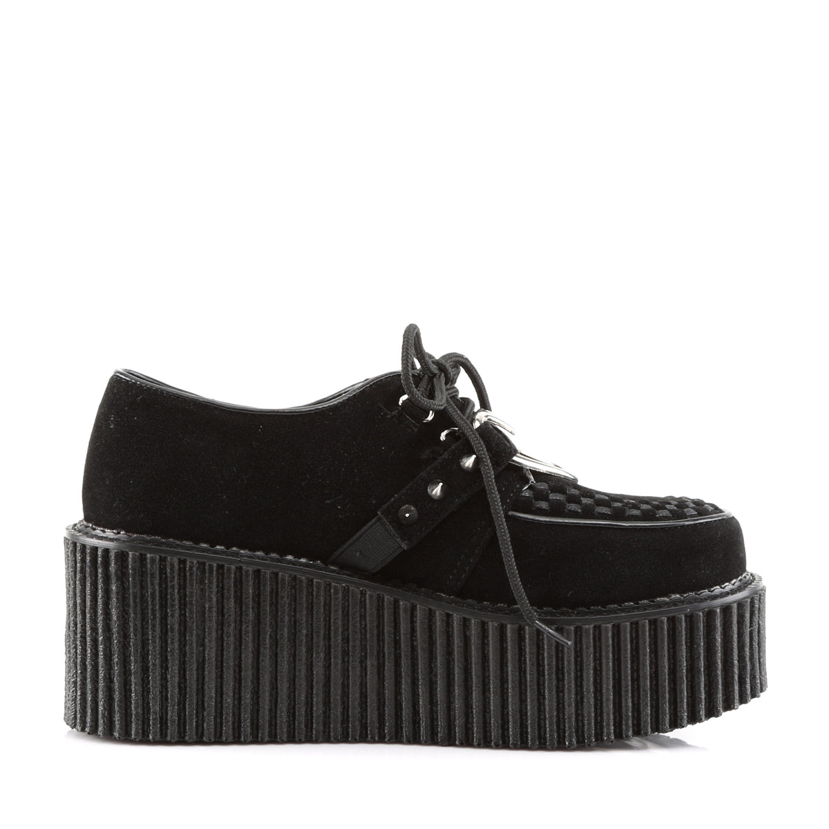 DemoniaCult Damen -Niederschuh CREEPER-206 BLK Vegan Wildleder-Vegan-Leder