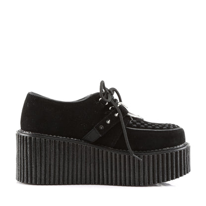DemoniaCult Damen -Niederschuh CREEPER-206 BLK Vegan Wildleder-Vegan-Leder