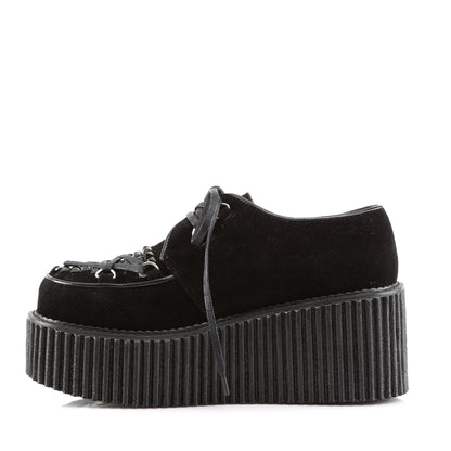 DemoniaCult Damen -Niederschuh CREEPER-216 BLK Veganer Wildleder