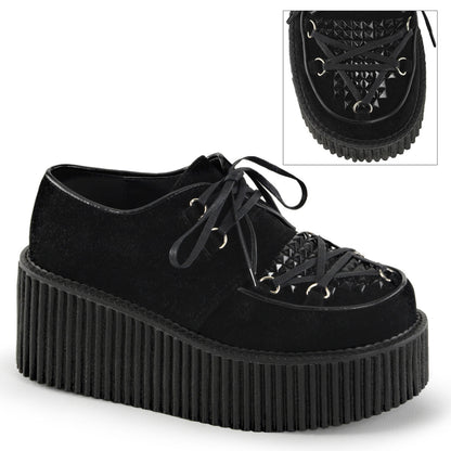 DemoniaCult Damen -Niederschuh CREEPER-216 BLK Veganer Wildleder