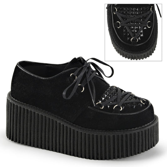 DemoniaCult Damen -Niederschuh CREEPER-216 BLK Veganer Wildleder