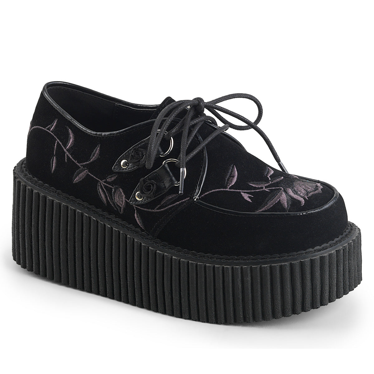 DemoniaCult Damen -Niederschuh CREEPER-219 BLK Velvet