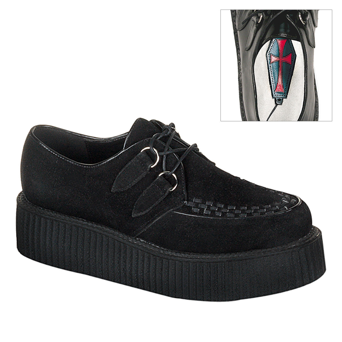 DemoniaCult Mens Low Shoe CREEPER-402S Blk Suede