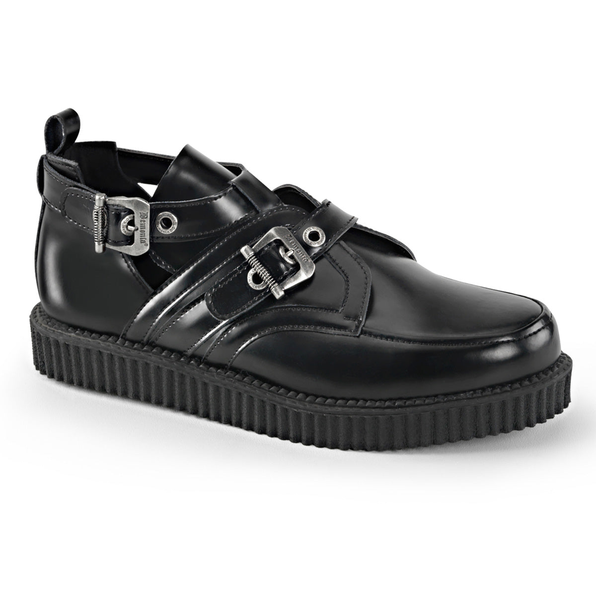 DemoniaCult Mens Low Shoe CREEPER-615 Blk Leather