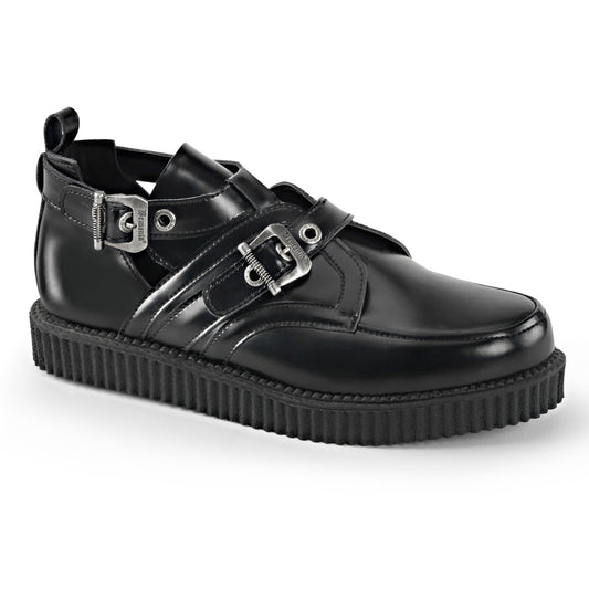 DemoniaCult Herren -Niederschuh CREEPER-615 BLK Leder