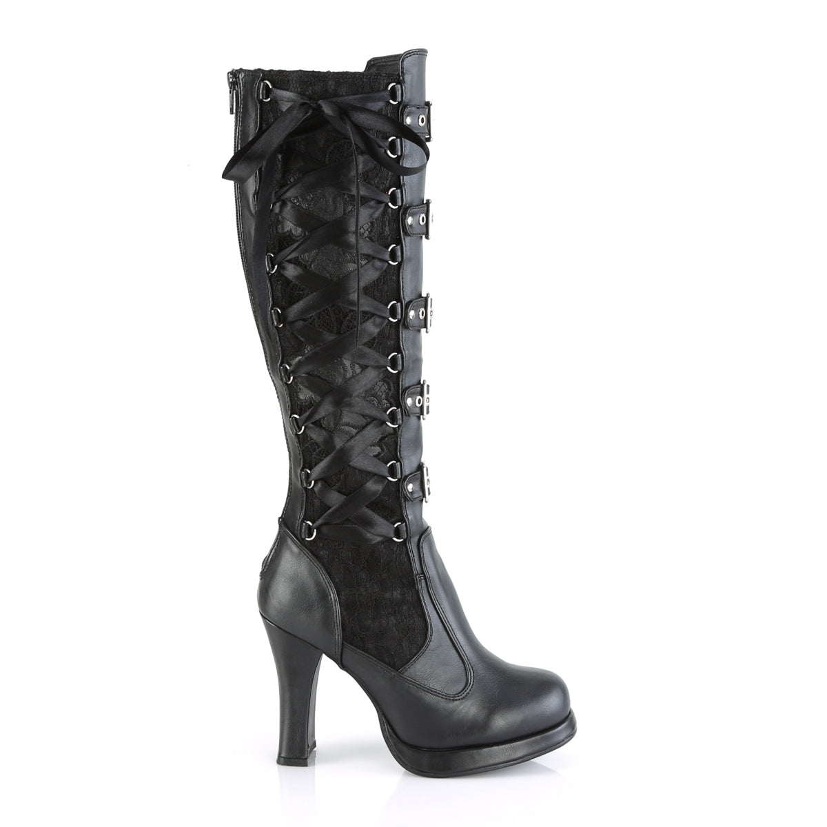 DemoniaCult Frauenstiefel CRYPTO-106 BLK Vegan Lederlasse