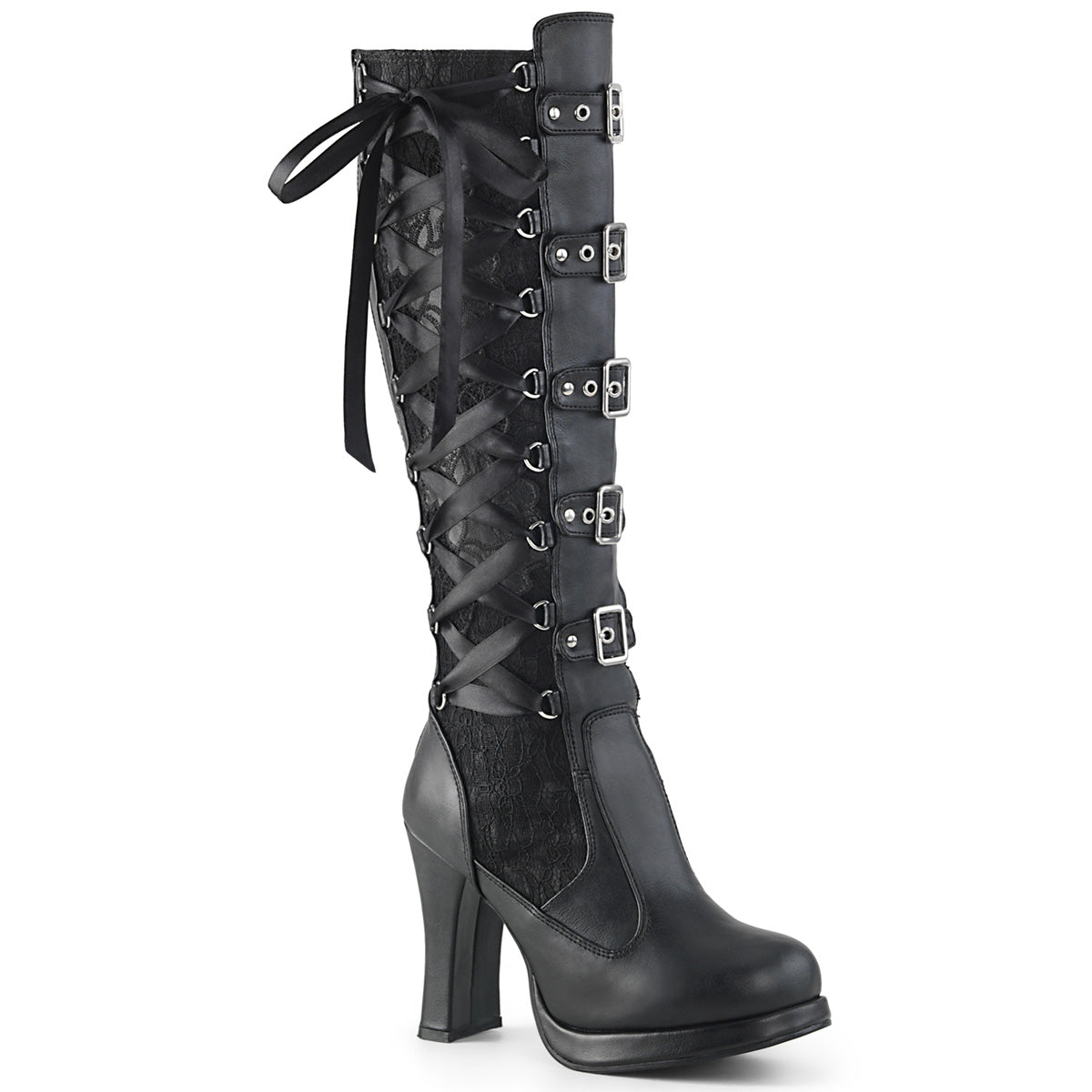 DemoniaCult Frauenstiefel CRYPTO-106 BLK Vegan Lederlasse