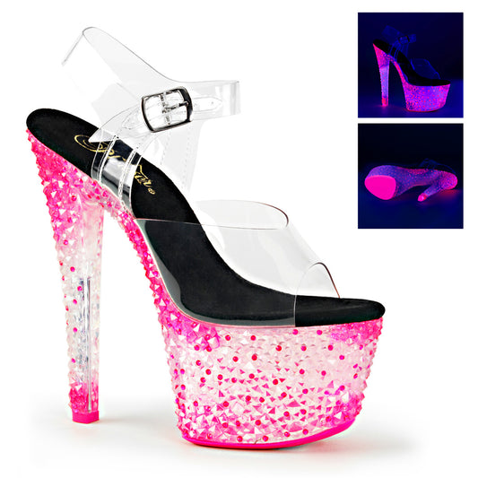 Pleaser Damen Sandalen CRYSTALIZE-308ps CLR / Neon Icy H. Pink