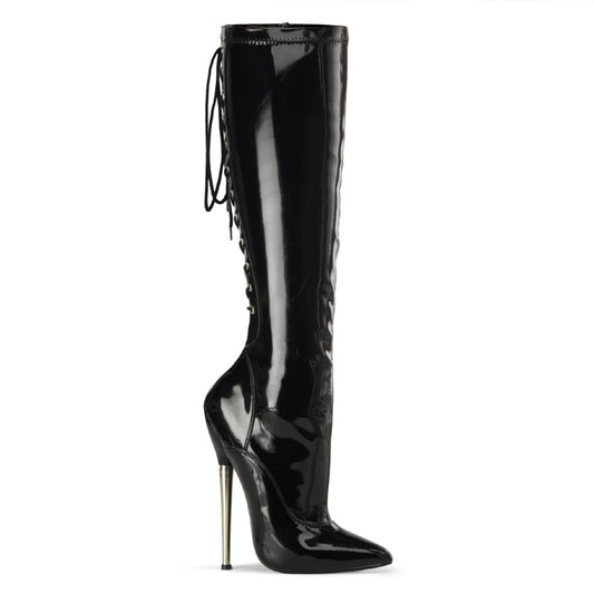 Devious Womens Boots. DAGGER-2064 BLK Stretch Pat