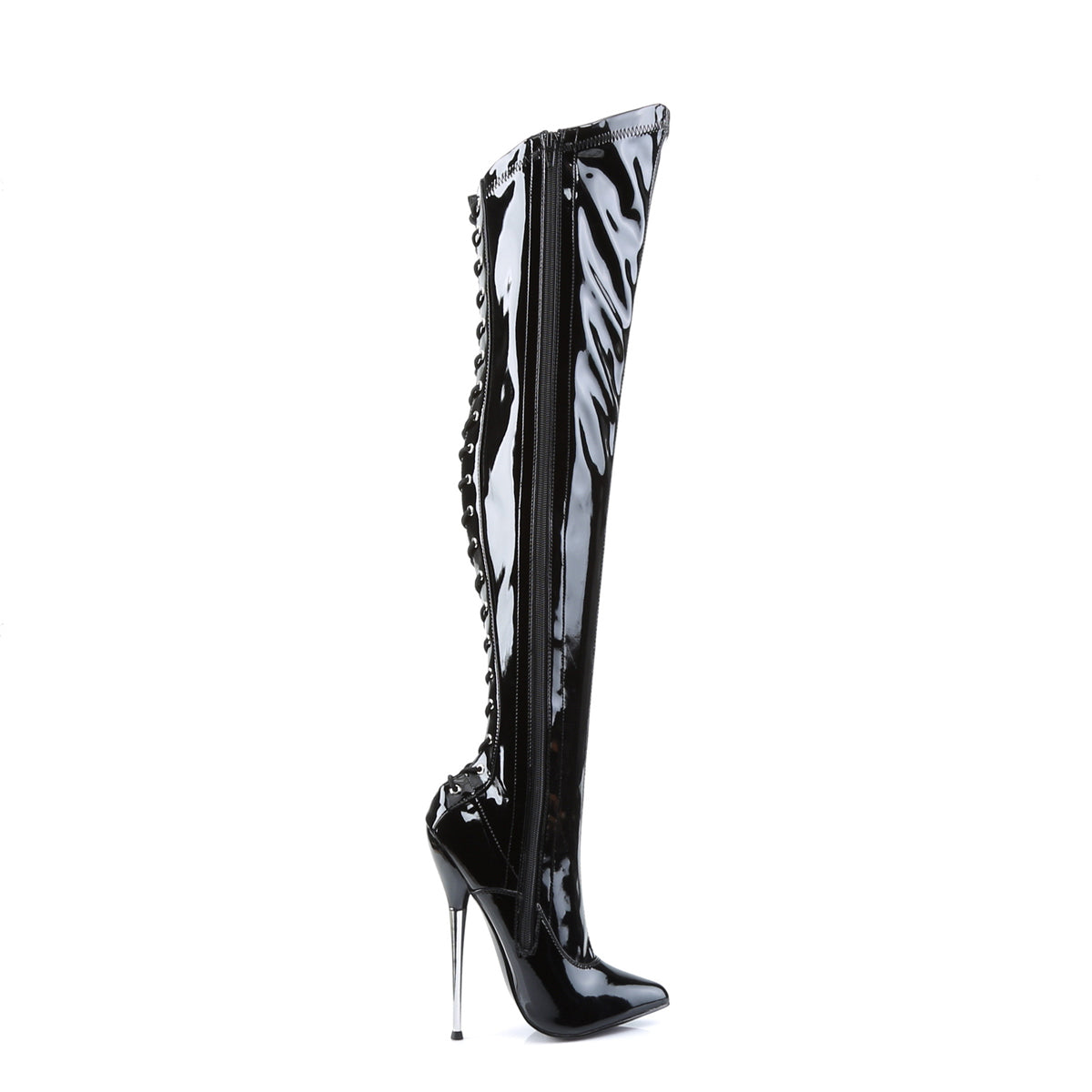 Devious Womens Boots. DAGGER-3060 BLK Stretch Pat