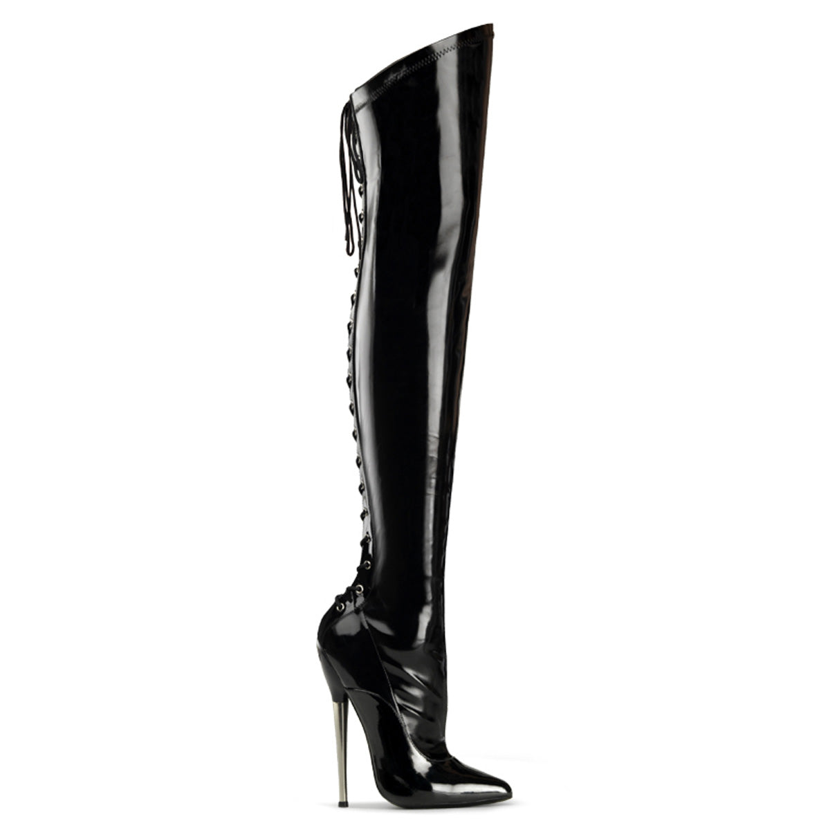 Devious Womens Boots. DAGGER-3060 BLK Stretch Pat