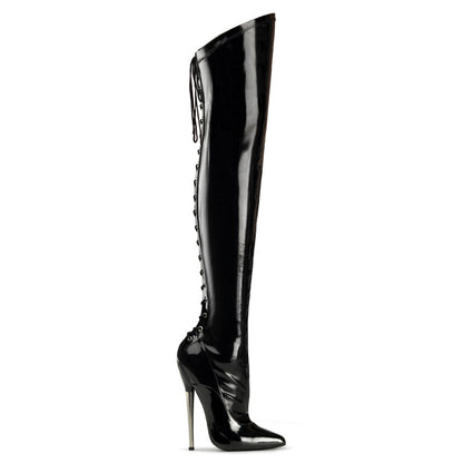 Devious Womens Boots. DAGGER-3060 BLK Stretch Pat