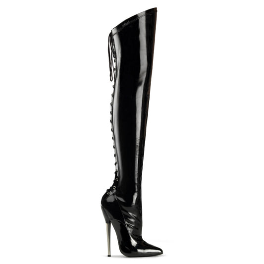 Devious Womens Boots. DAGGER-3060 BLK Stretch Pat